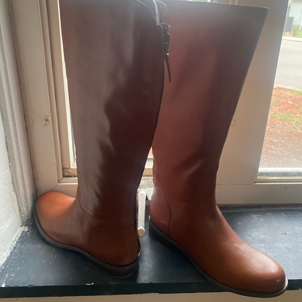 Nine West Chestnut Wide Calf / Over the Knee Gorgeous Cognac Leather Boots